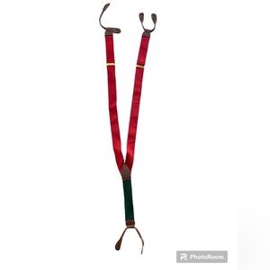 Polo by Ralph Lauren, green and red suspenders with leather attachments